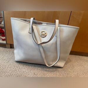 Michael Kors Cream Tote Bag with Gold Accents